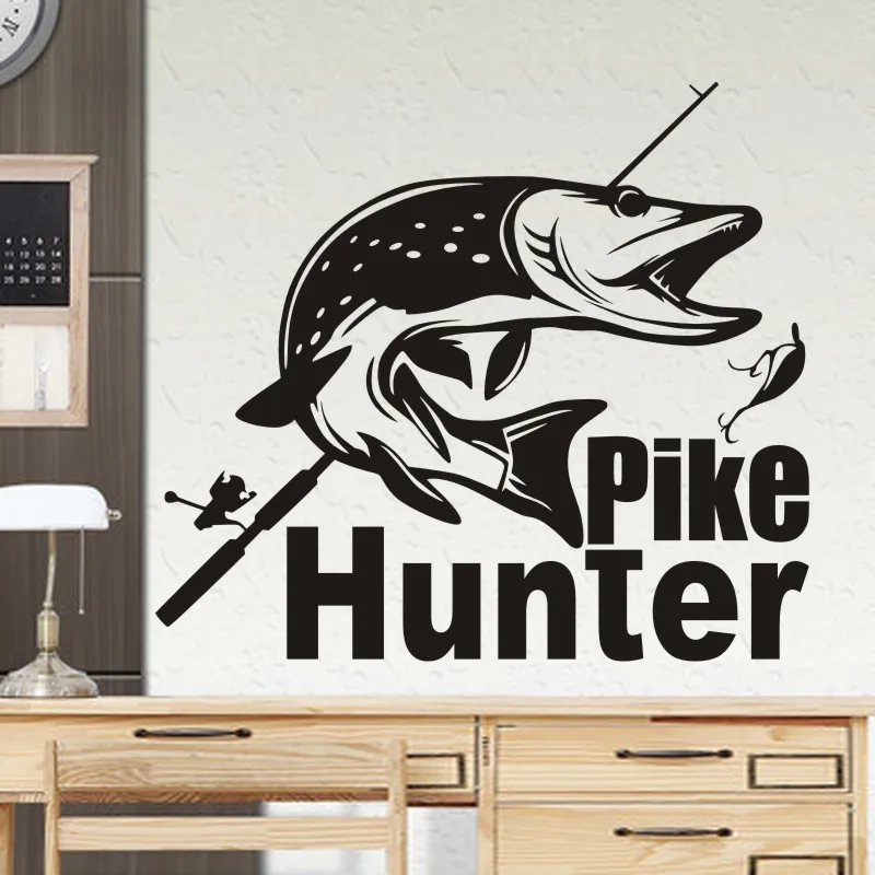 Виниловая наклейка на рыбу в виде крючка для ловли щуки | Дом и сад