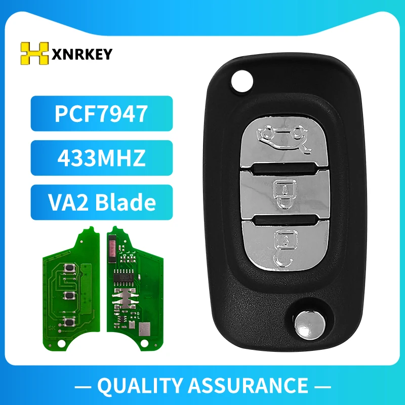 XNRKEY 3 кнопки ID46 PCF7947 чип 433 МГц VA2 лезвие для Renault Fluence Clio Megane Kangoo Modus FOB откидной