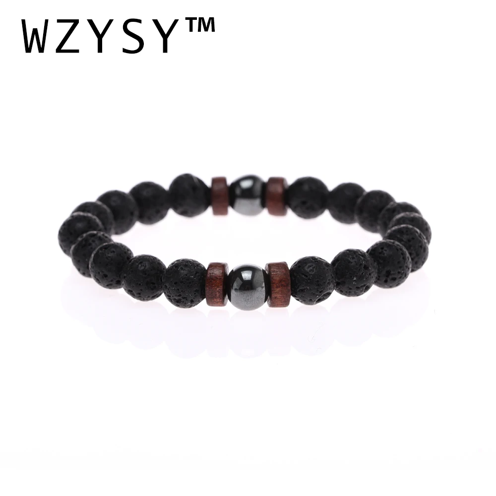 Мужские натуральный гематит черный 8 мм вулканический рок деревянные бусины