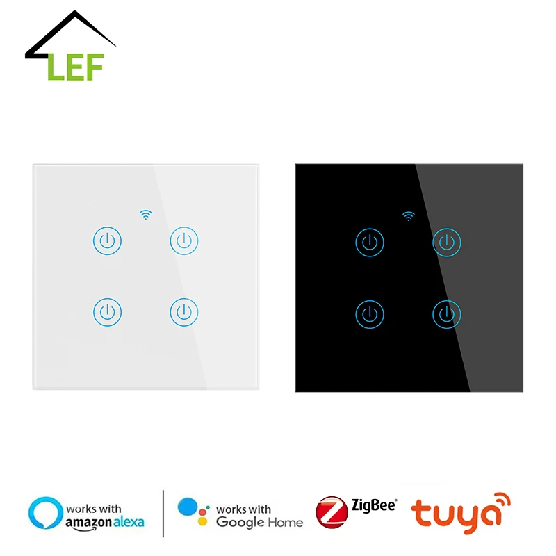 

Умный сенсорный переключатель ZigBee, управление через приложение Smart Life/Tuya, голосовое управление Alexa Google Home, 1/2/2020 банд, ЕС 3/4 Way, 2/3