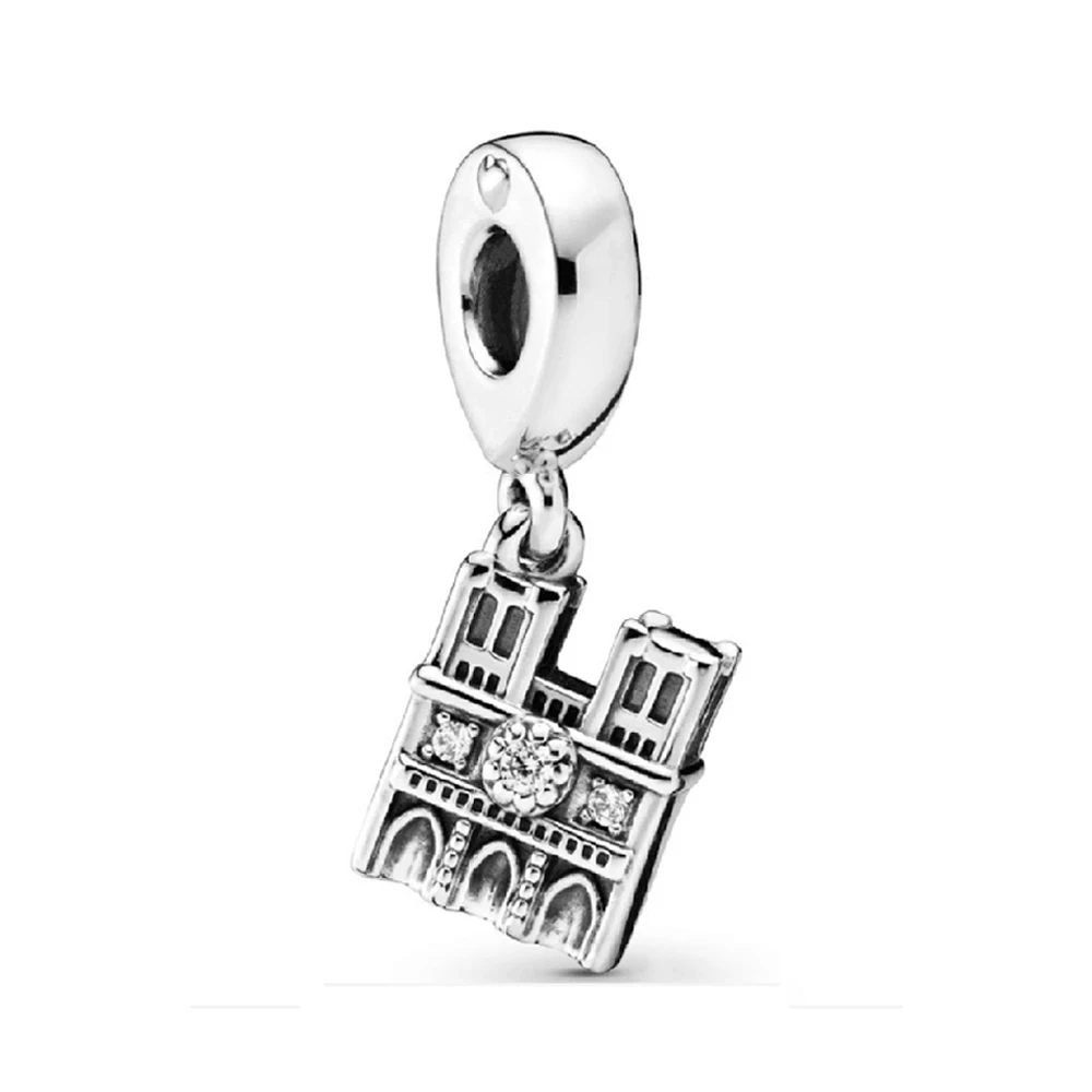 Authentic 925 Sterling Silver Bead Notre Dame de Paris Dangle Charm Fit Fashion Women Pandora Bracelet Bangle Gift DIY Jewelry | Украшения