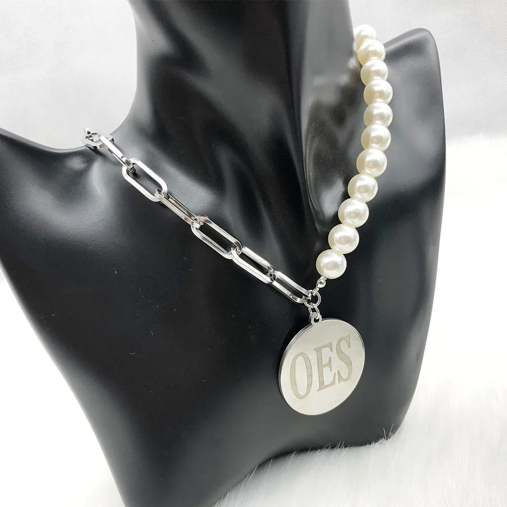 Fashion Imitation Pearl Order of The Eastern Star Classic Ot Clasp Chain Necklace for Women Jewelry |