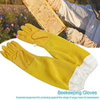 1pair beekeeping gloves protective sleeves breathable anti bee sting synthetic skin long gloves for beekeeper beekeeping to v7u3