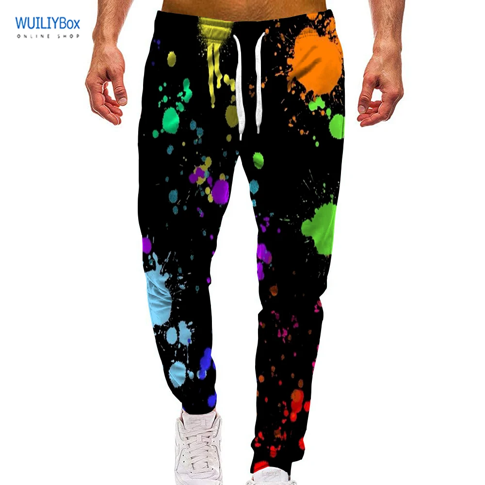 

Unisex 3D Print Sports Jogger Rainbow Pants Casual Pigment Graphic Trousers Men/Women Colorful Sweatpants with Drawstrin