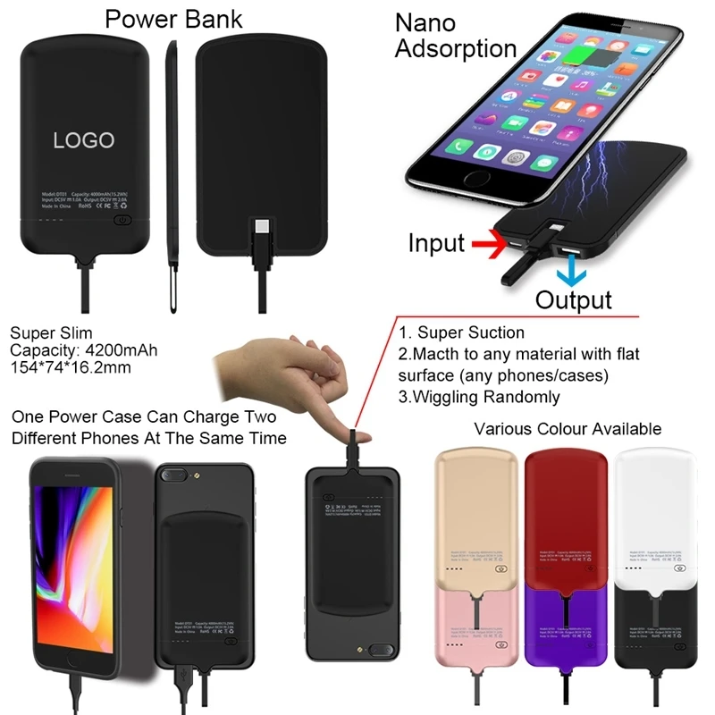 Чехол для iphone 5 5g 5s 5c se 6 6s 7 8 X зарядное устройство чехол для iphone 6 plus 6s plus 7plus 8plus Externa de Celular чехлы