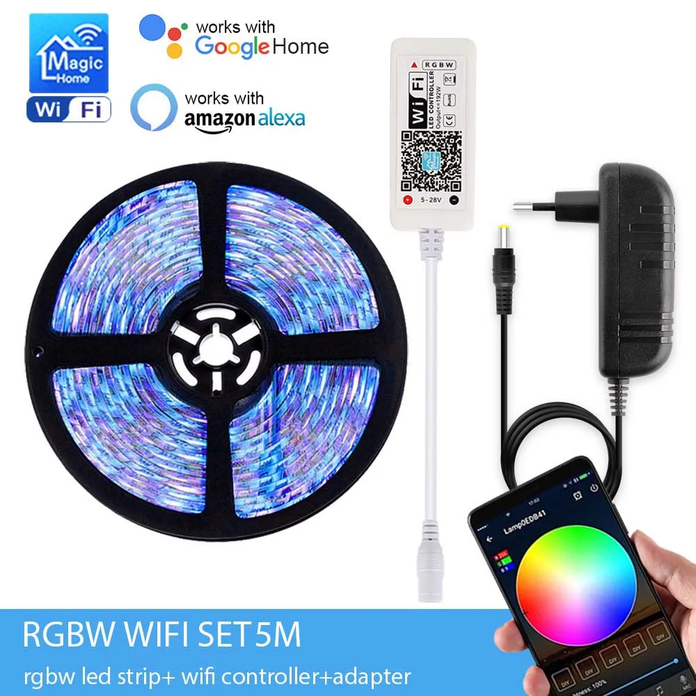 12 В постоянного тока светодиодный RGB/RGBW/RGBWW Мини wifi светодиодный RGB RGBW контроллер Magic Home 5050 RGB лента гибкая лента Smart APP Беспроводная - Испускаемый цвет: RGBW WIFI SET