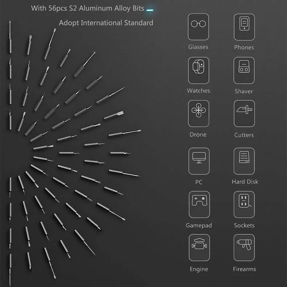 Wowstick Mini 62 в 1 литиевый прецизионный Набор отверток автоматический и ручной