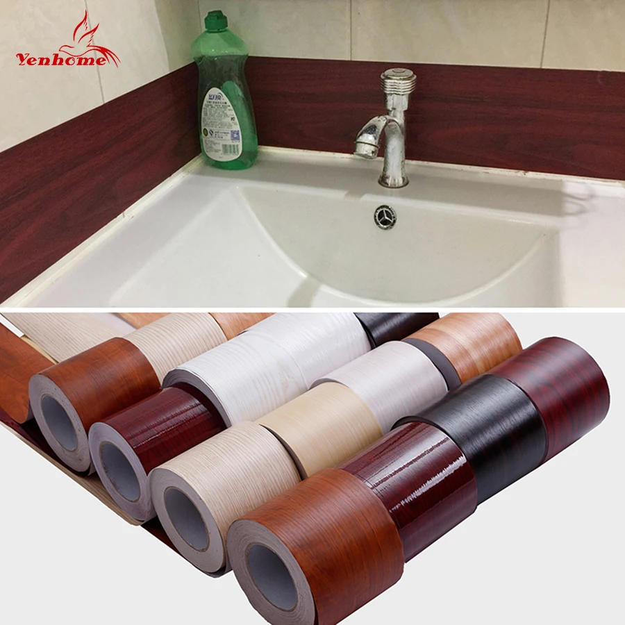 Самоклеящаяся наклейка на стену в деревянном стиле для ванной комнаты юбка линия