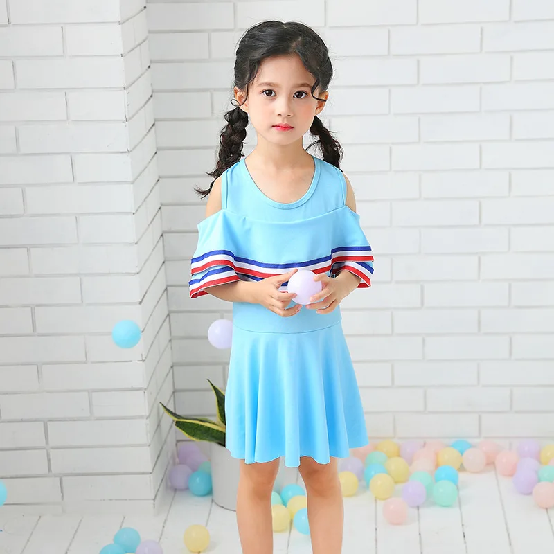 Детские цельные купальники одежда для купания больших девочек с оборками и