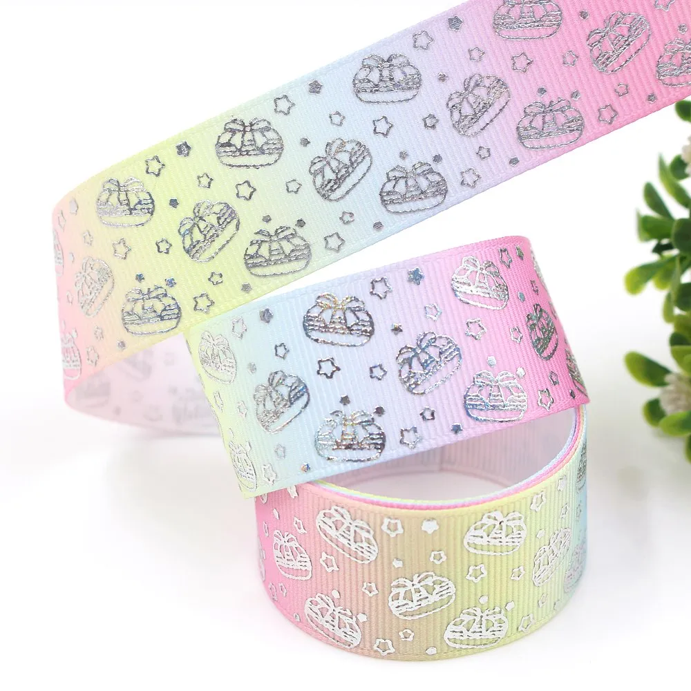 1 'ཕ мм 10 ярдов Серебряная Лазерная Подарочная коробка печатные ленты grosgrain DIY