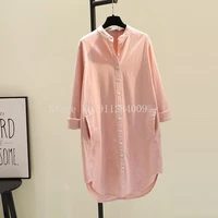 small stand collar pink medium length lining skirt womens 2021 spring new han fan bf casual shirt jacket fashion