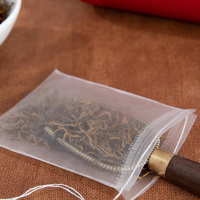 50pcs Nylon Tea Bags Empty Tea Bags for Loose Tea Filter Transparent Disposable Teabags Tea Infuser Filters Bag for Tea Spice