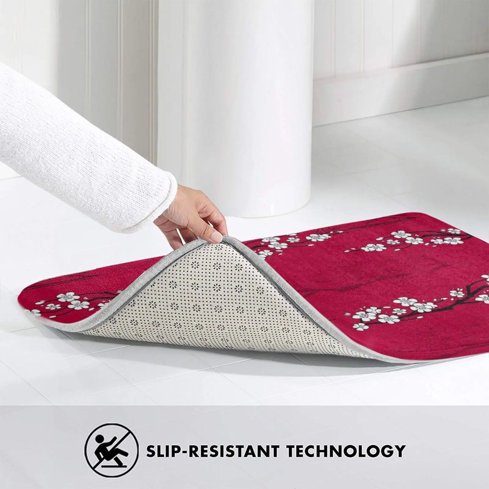 Красный Японский узор цветущей сакуры коврик ковер анти скольжение коврики