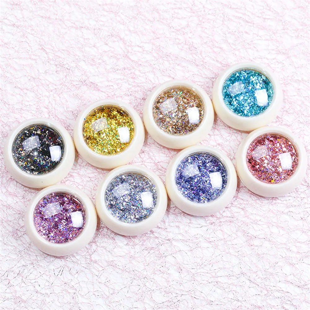 1jar 6 Colors Holo Laser Flakes Nail Sequins Holographic Glitter Powder Paillette Rose Gold Irregular Art Decorations Flake | Красота и