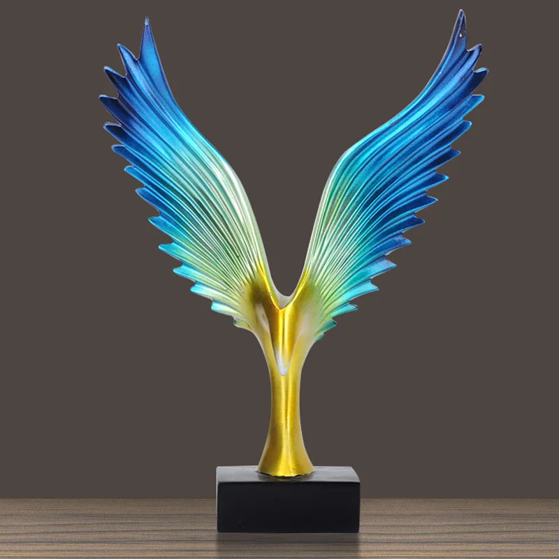 

Colorful Eagle Spread Wings Abstract Animal Statue Office Study Room Decoration Ornaments Household Furnishings Artware Figurine
