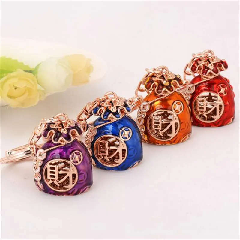 

Women Crystal Lucky Money Bag Shape Keychain Rhinestone Car Keyring Metal Pendant Bag Holder Best Friend Gift Accessories
