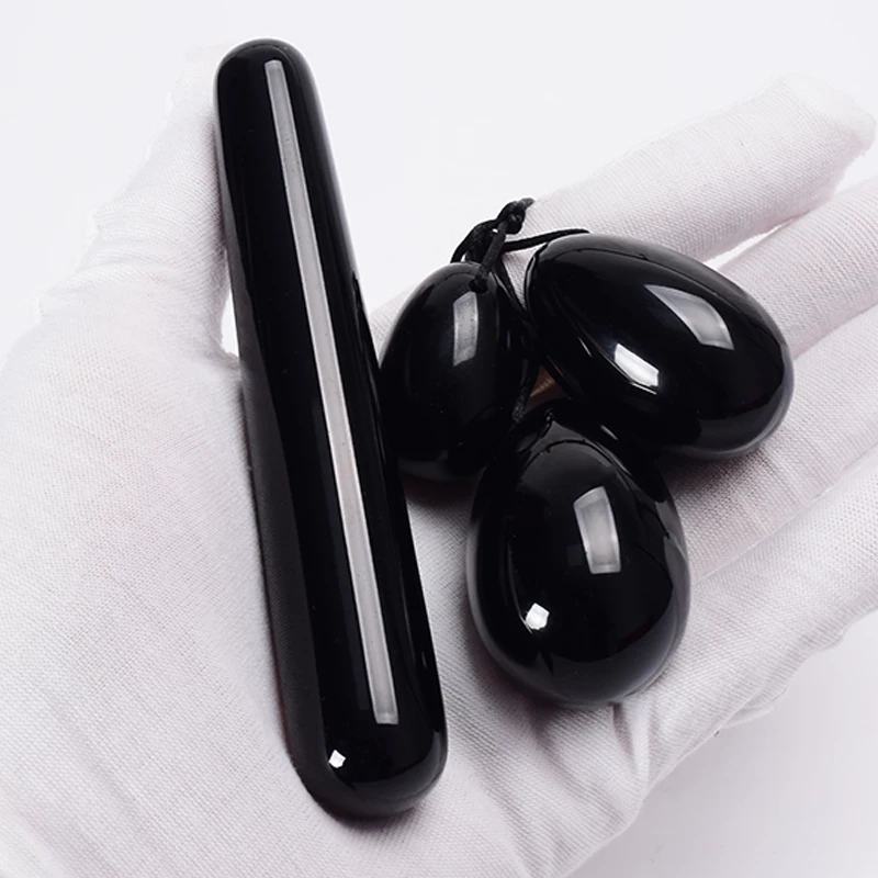 Яйцо из обсидиана йони палочка Подарочная коробка натурального камня сверло для