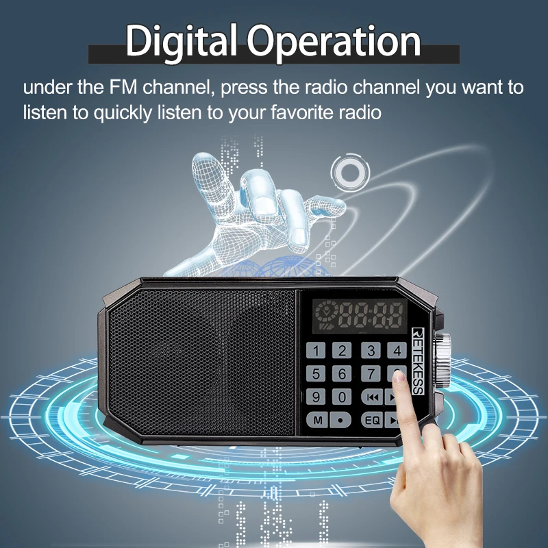 Retekess TR610 Bluetooth fm радио с разъемом для наушников поддерживает T flash (TF) карту чтения