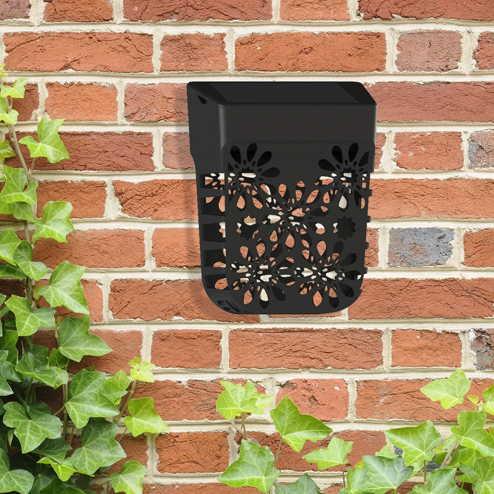 

LED Solar Wall Lamp Shadow Waterproof Decking Light Sunlight Powered Wall Hollowed Out Lamp Sensor Wall Lighting Garden