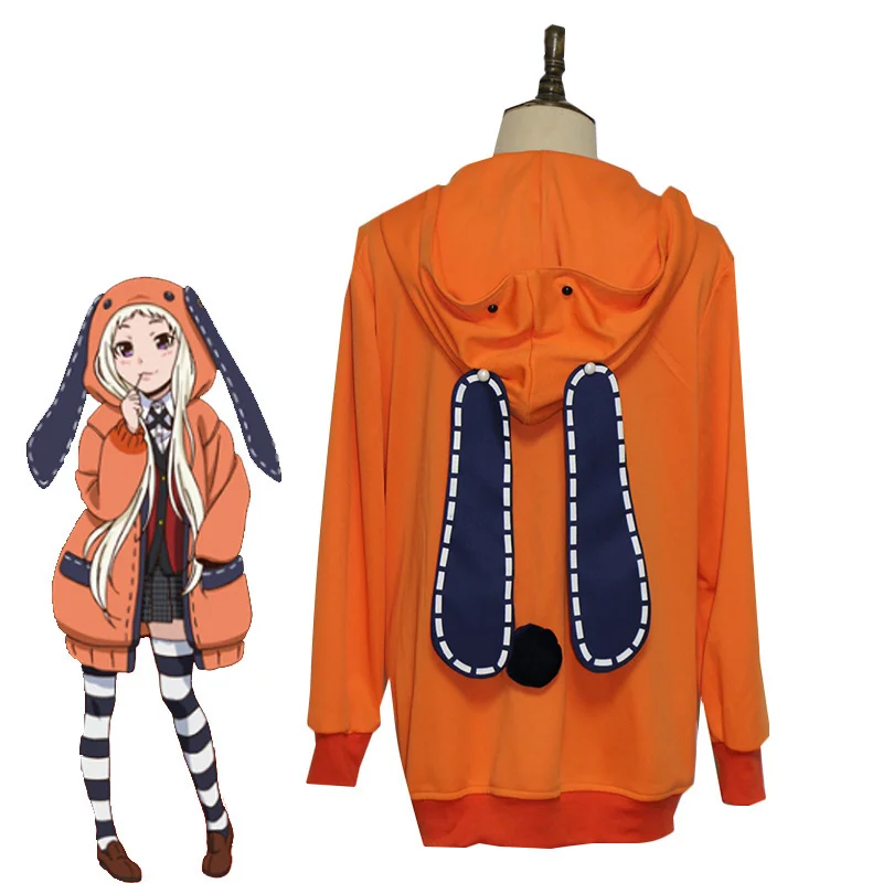 

Костюм для косплея аниме Kakegurui, карнавальный костюм руны йомозуки, симпатичная толстовка с кроличьими ушками на Хэллоуин, на заказ