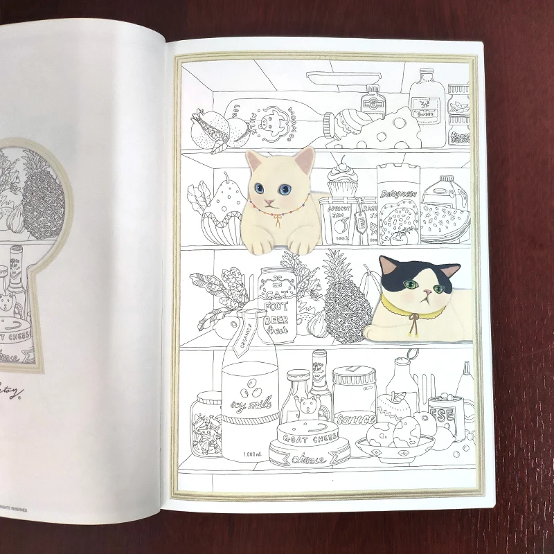Цветные книжки раскраски кошка Jetoy для взрослых снятие стресса граффити