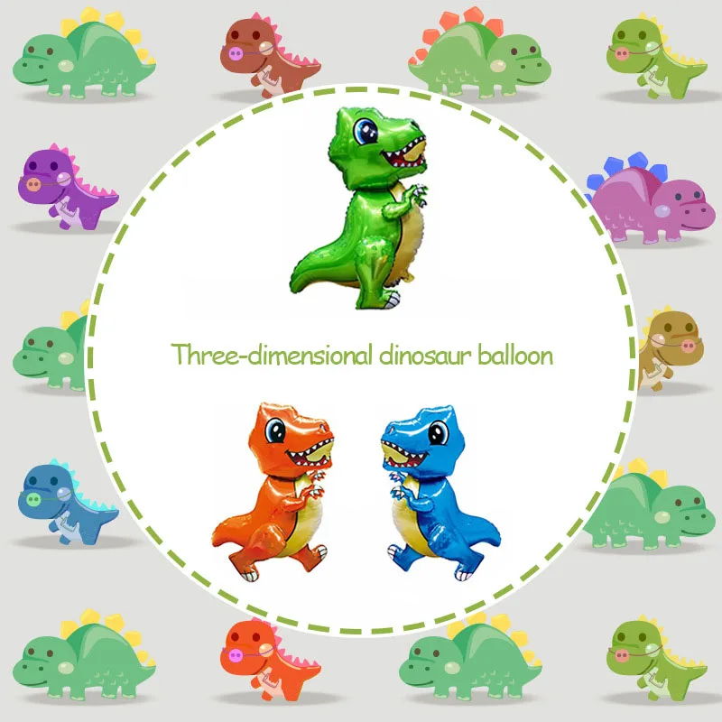 

4d-сборные трехмерные воздушные шары в форме динозавра, детские праздничные украшения для дня рождения, алюминиевые шары