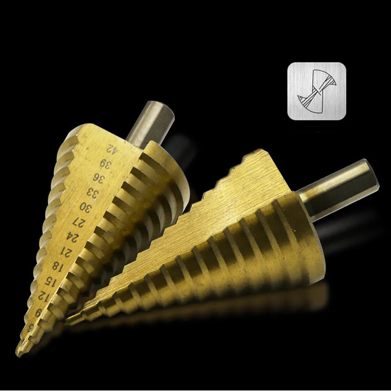 High Speed Steel Step Drill Bit for Metal Wood Hole Cutter HSS Titanium Coated Drilling Power Tools Large Size 4-32mm 4-42mm | Инструменты