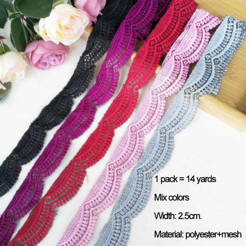 Mix colors 14 ярдов 1,7-8 см вышивка, кружевная отделка, пэчворк, ручная работа, рукоделие, Швейные аксессуары, ткань, украшение одежды, 910 - Цвет: Mix colors