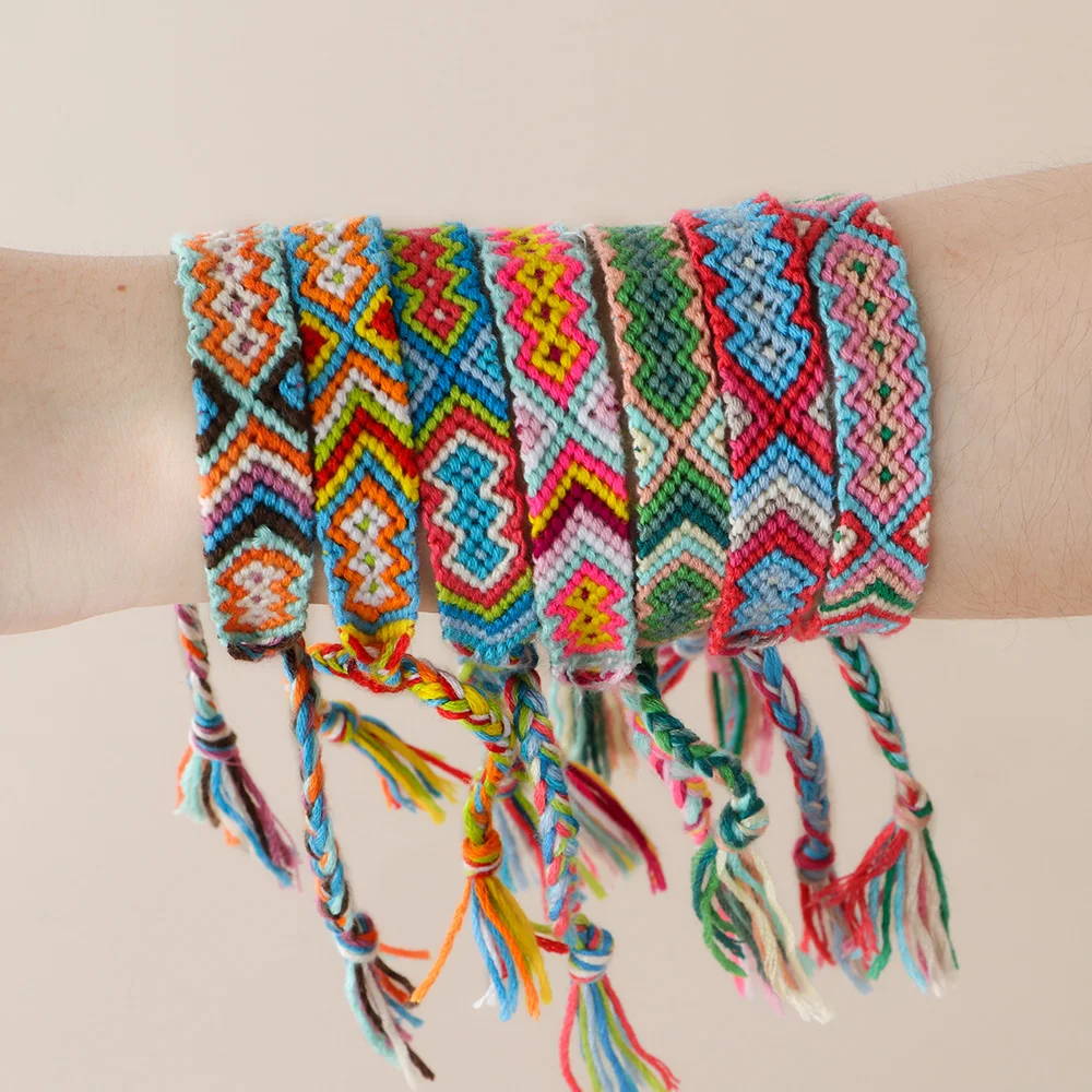 Новые этнические Стильные Плетеные Браслеты Дружбы Ручной работы из хлопка