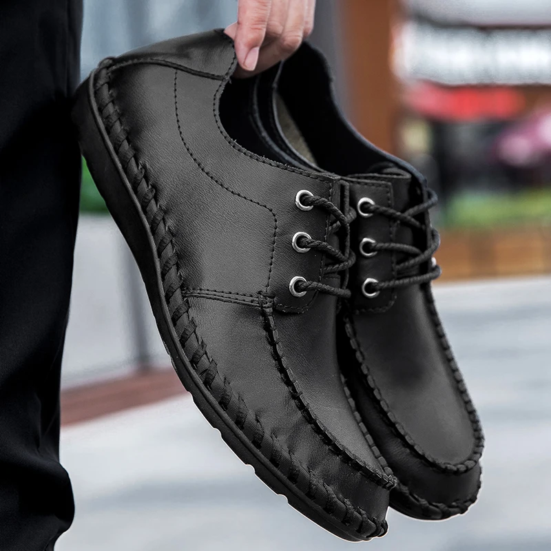 Туфли мужские из натуральной кожи классические дышащие для вождения размера