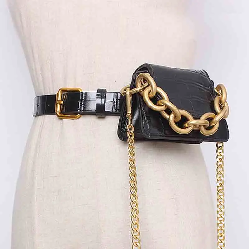 

Women Waist Bag Mini Leather Crossbody Chest Bags For Women 2021 New Fanny Packs Woman's Belt Bag Female Chain S houlder Purse