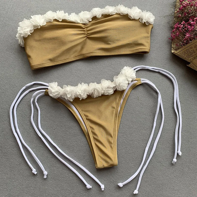 Микро бикини с чашками пуш-ап и открытыми плечами кружевное женское сексуальное