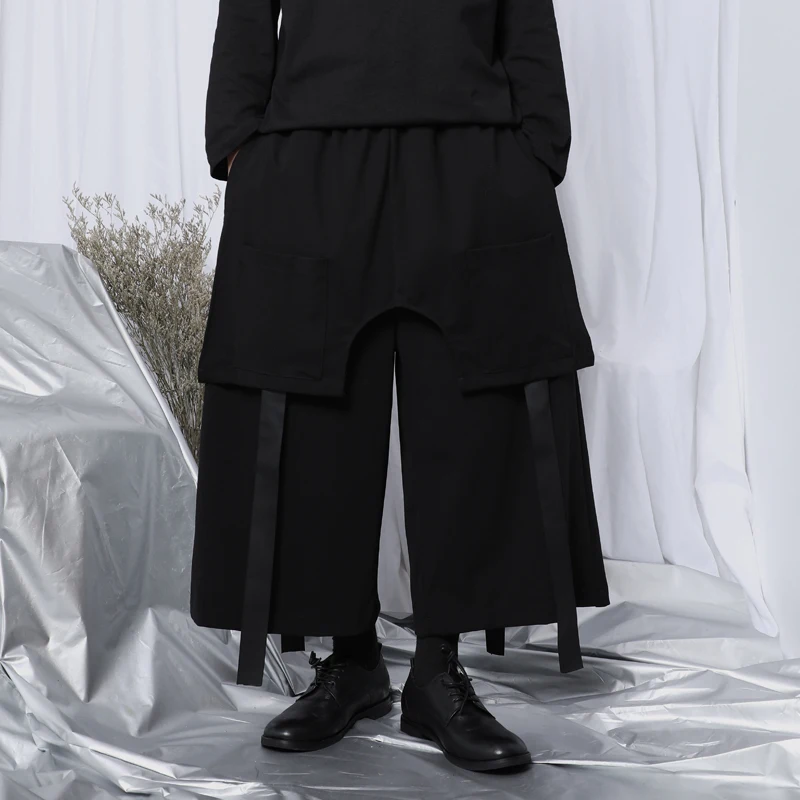 Новая мужская мода широкие брюки мужские укороченные японский тренд волосы