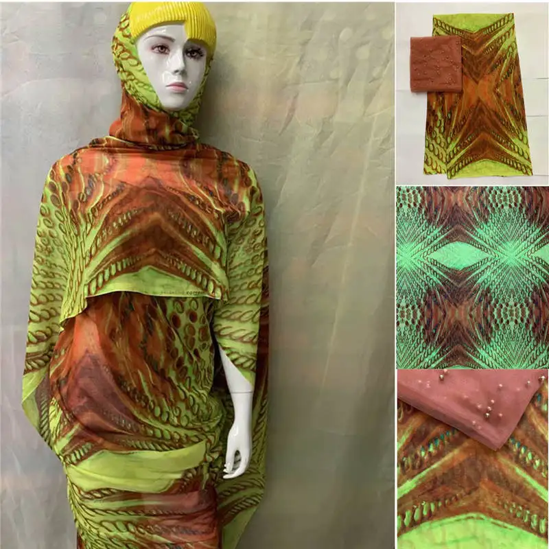 

7 ярдов, модная Высококачественная швейцарская вуаль, хлопковая африканская кружевная ткань с принтом для женского платья, швейный материа...