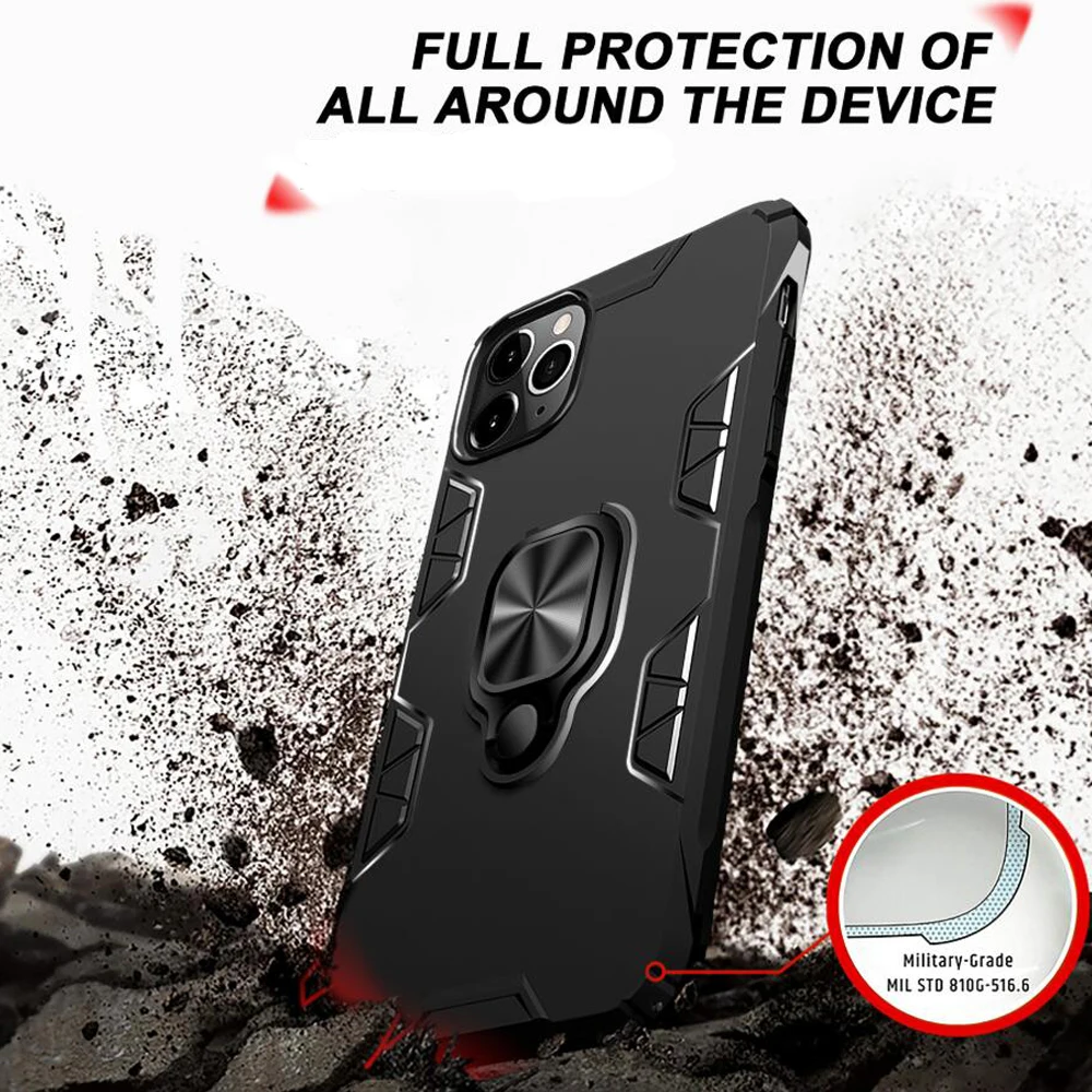 

10PCS/LOT Wholesale Phone Cases Armor For iPhone 11 X XS Max XR Magnetic Car Ring Holder Case Cover for iPhone 6S 7 8 Plus 11Pro