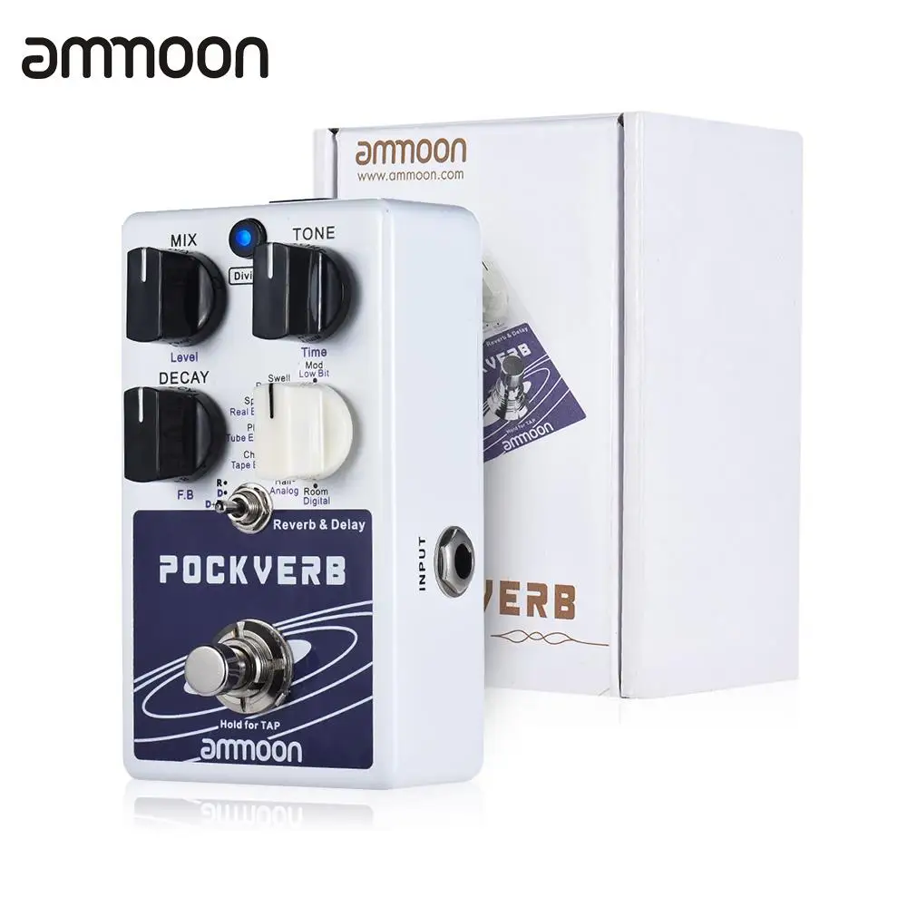 

ammoon POCKVERB Reverb & Delay Guitar Effect Pedal 7 Reverb Effects + 7 Delay Effects With Tap Tempo Function True Bypass