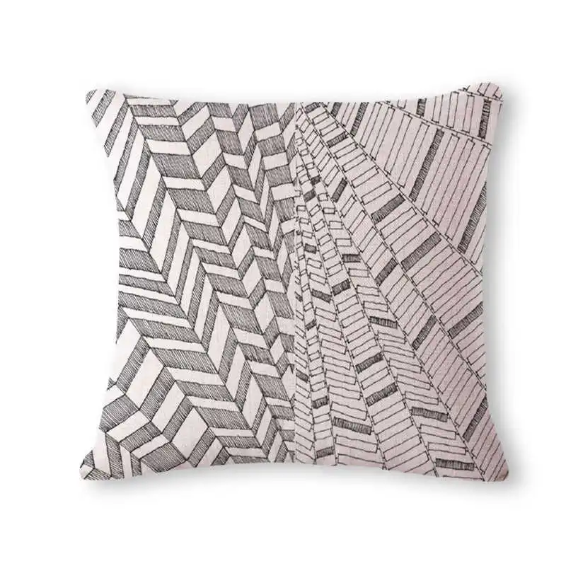 Черно белый простой чехол для подушки с геометрическими линиями 45*45 см наволочка