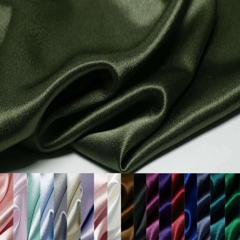 

3/5/10m Shiny Crystal Satin Fabric Dense Charmeuse Bridal Fabric for Wedding Dress Solid Black,White,Green,Blue,Red,by meter