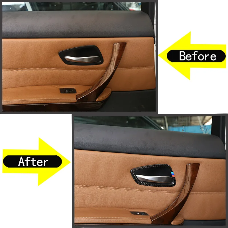 

Carbon Fiber For BMW E90 3 Series 2005-2012 Car Interior Door Handle Cover Trim Door Bowl Decals and sticker accessories