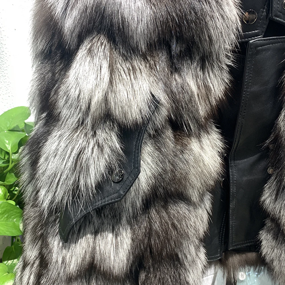 

2021 Women's Real Fox Fur Vest Female Genuine Fur Gilet Winter Thick Warm Fur Lady's Outerwear S7945