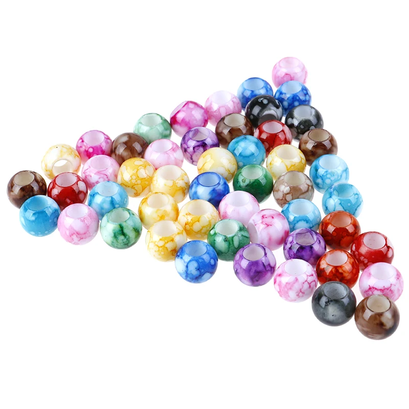 50 шт./лот DIY цветные акриловые Круглые бусины для волос с постепенным изменением