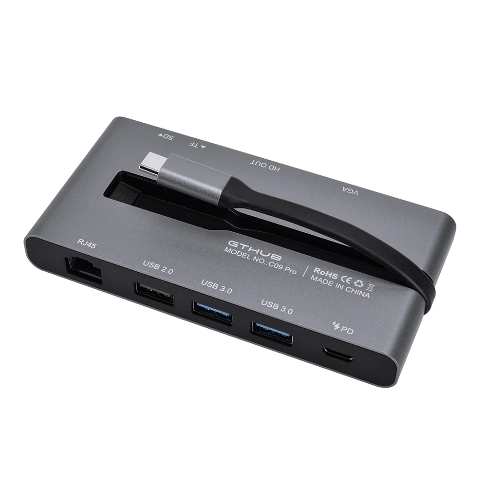 Адаптер GTMEDIA C09 Pro USB C 9 в 1 к 3 0 USB2.0A HDMI-совместимая док-станция для MacBook устройств Type-C