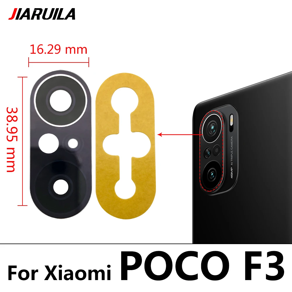 100% Original Camera Glass For Xiaomi Poco X3 NFC Poco M3 X3 GT X4 M4 Pro Poco F3 5G Rear Back Camera glass Lens With Adhesive
