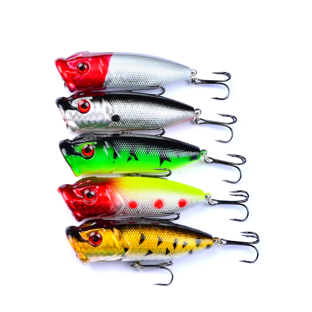 

Hot 1pcs Fishing Lures 7.3cm/12g Topwater Popper Bait 5 Color Hard Bait Artificial Wobblers Plastic Fishing Tackle With 6# Hooks