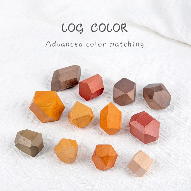 

Wooden Stacked Stone Balanced Toy Education DIY Block Stacking Game Nordic Style Wooden Toy for Kid