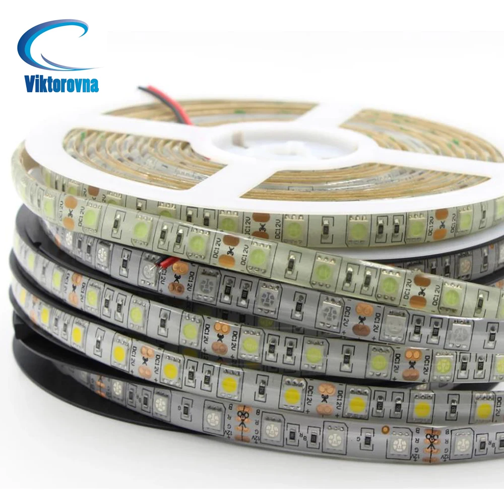 SMD 5050 RGB Светодиодные ленты светильник Водонепроницаемый DC 12V Цветовая
