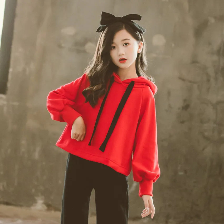 Свитер для девочек на осень и зиму Детские свитшоты повседневные Бархатные Топы