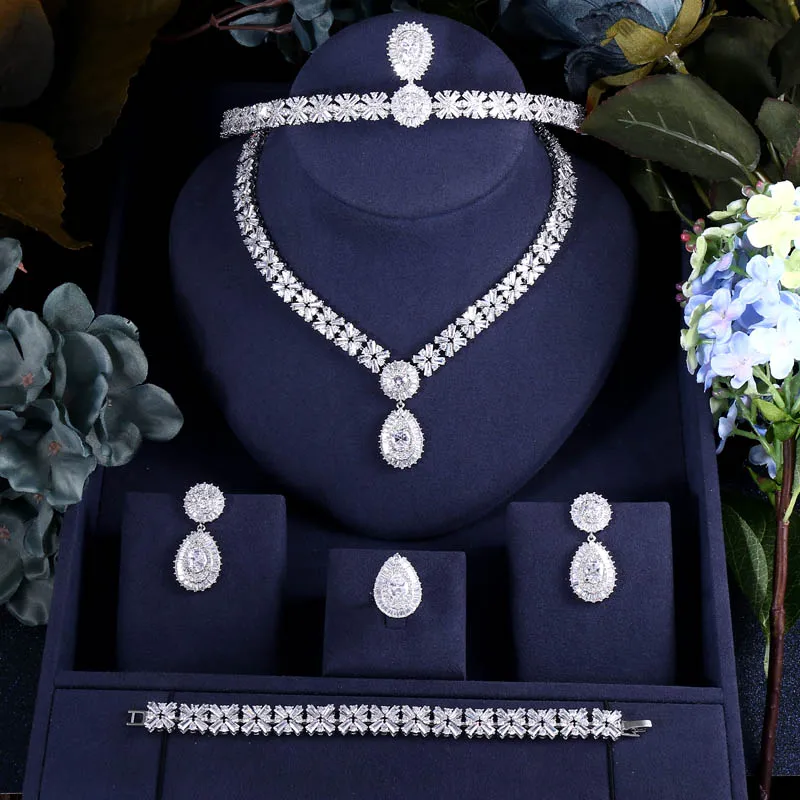 Jankelly Нигерия 4 шт. Свадебные Ювелирные наборы из циркония для вечерние роскошные