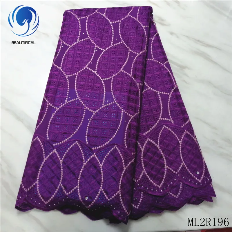 

BEAUTIFICAL african lace fabrics Hot sale nigerian dry cotton lace with stones 5yards swiss lace fabric for dress ML2R196
