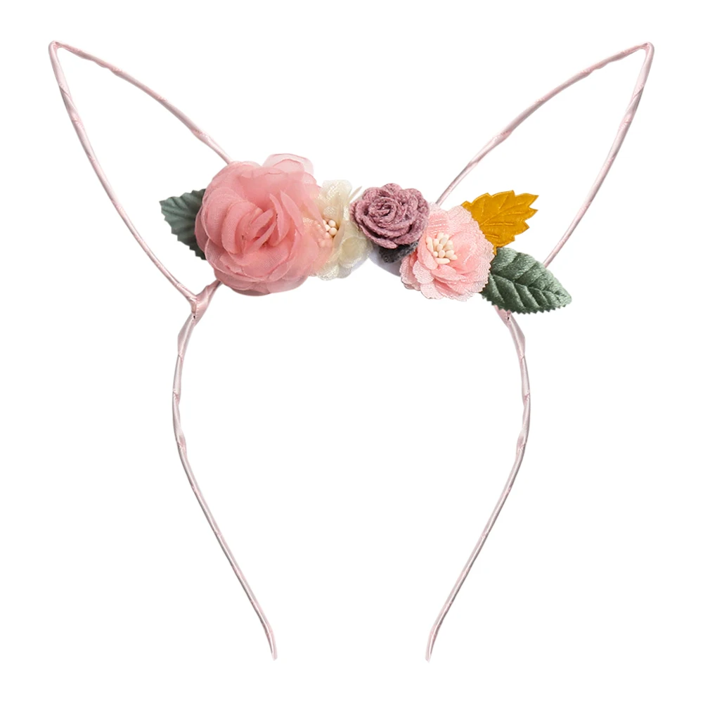 64 IBOWS Hair Accessories Lovely Baby Headband Fake Flower Nylon Hair Bands For Kids Artificial Floral Elastic Head Bands Headwear - Цвет: 64